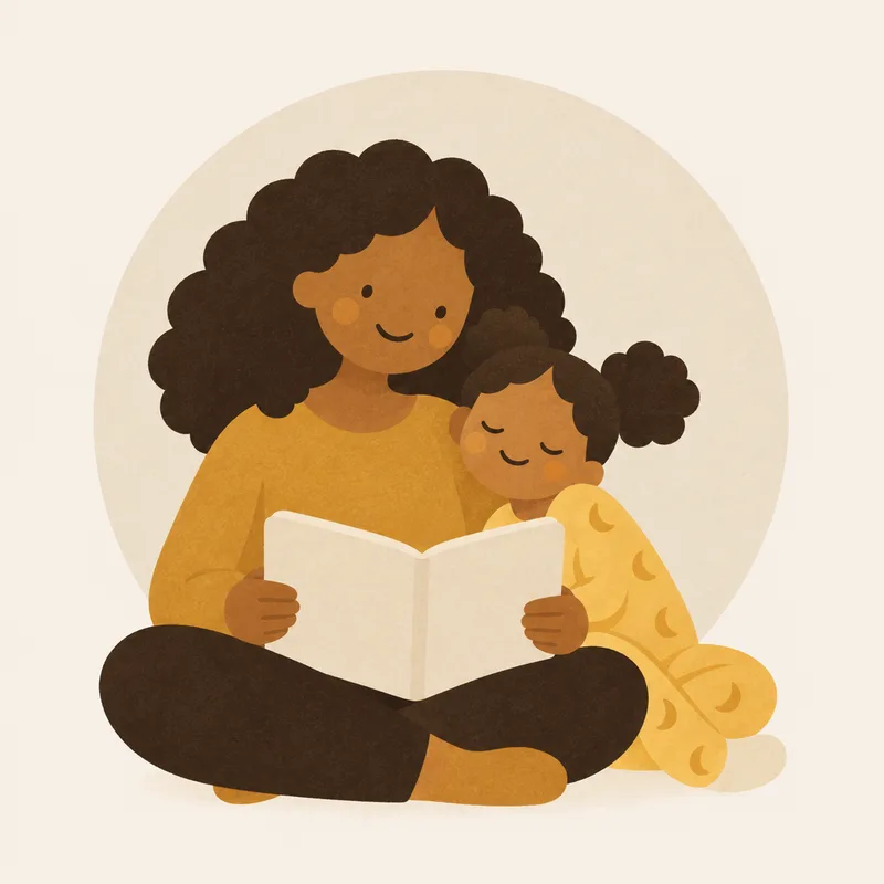 Mom reading to her daughter